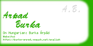 arpad burka business card
